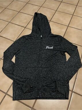 PINK Victoria's Secret Black Heather Full-Zip Hoodie